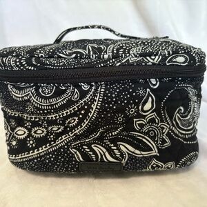 Vera Bradley Black and White Paisley Quilted Cosmetic Train Case
